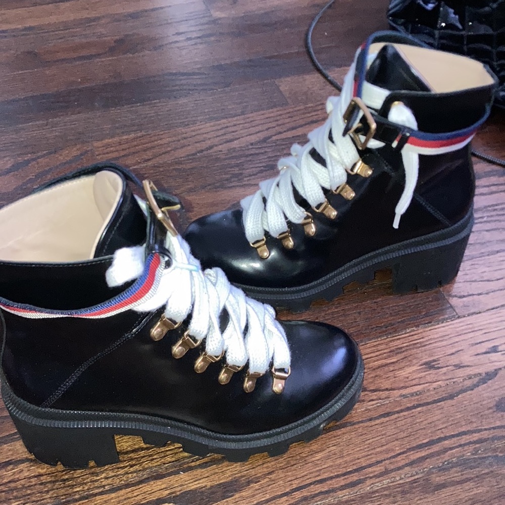 Gucci buckle belt boots